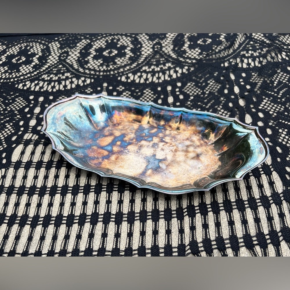 Antique Vintage Silver Serving Tray International Silver Company Patina
